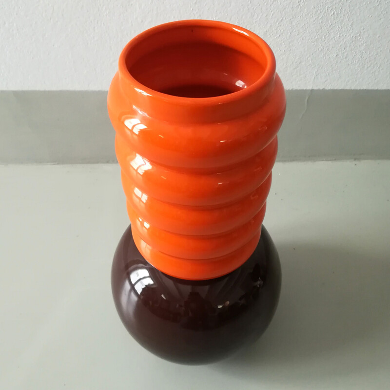 Vintage Ceramic vase in the style of Memphis Milano 1980s