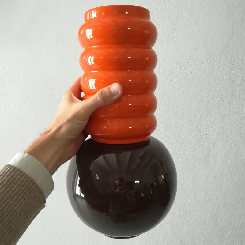 Vase en céramique vintage dans le style de Memphis Milano 1980