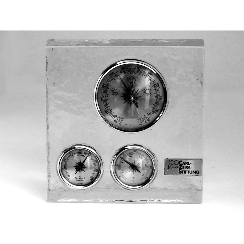 Vintage weather station barometer glass Carl Zeiss Germany 