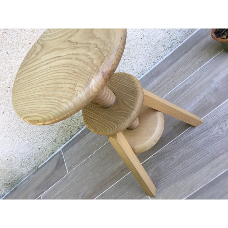 Vintage high adjustable stool Wood 1990