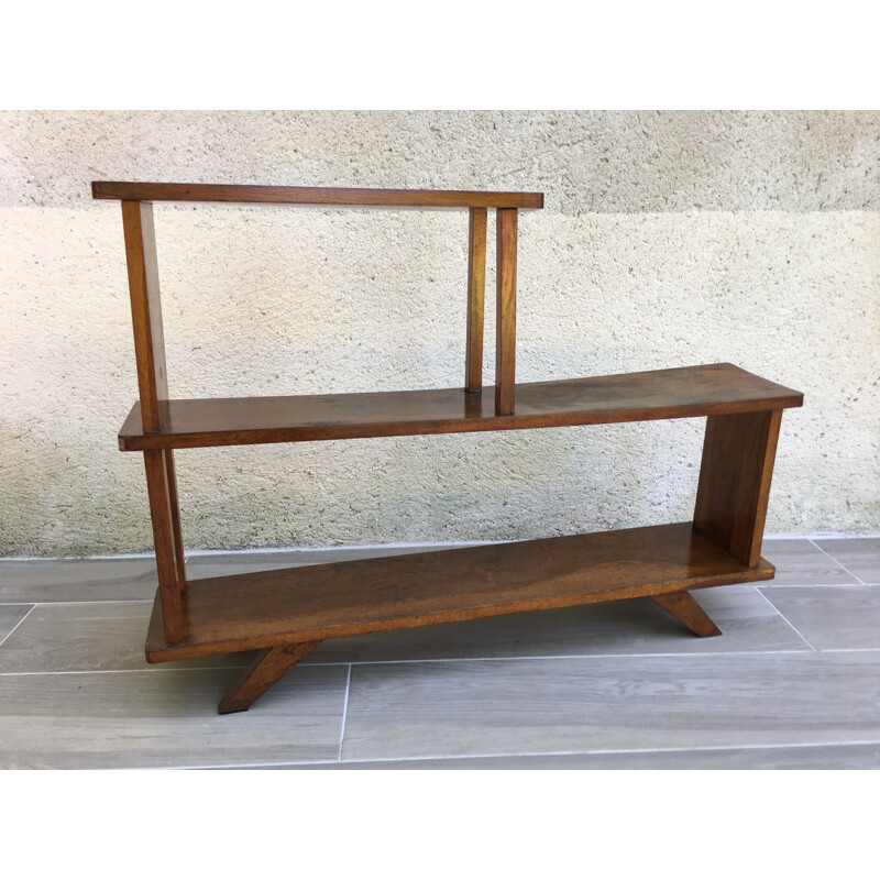 Vintage Geometric Oak Shelf 1950