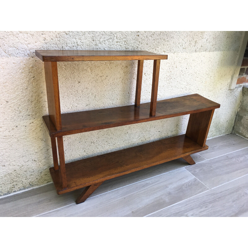 Vintage Geometric Oak Shelf 1950