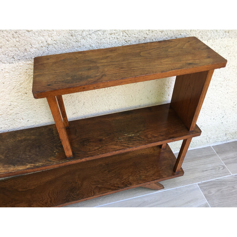 Vintage Geometric Oak Shelf 1950