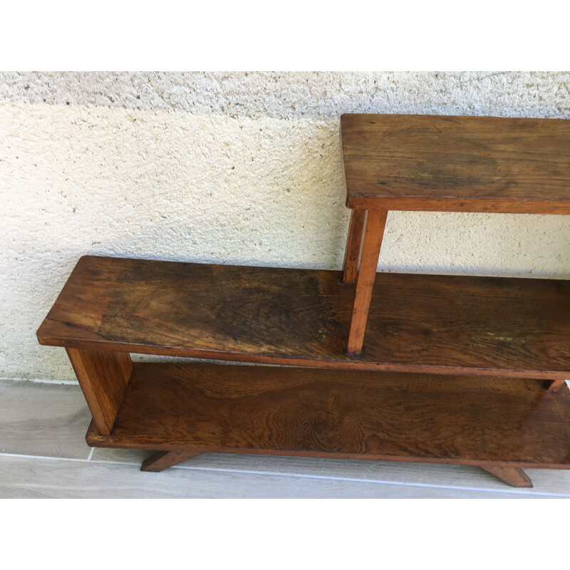 Vintage Geometric Oak Shelf 1950