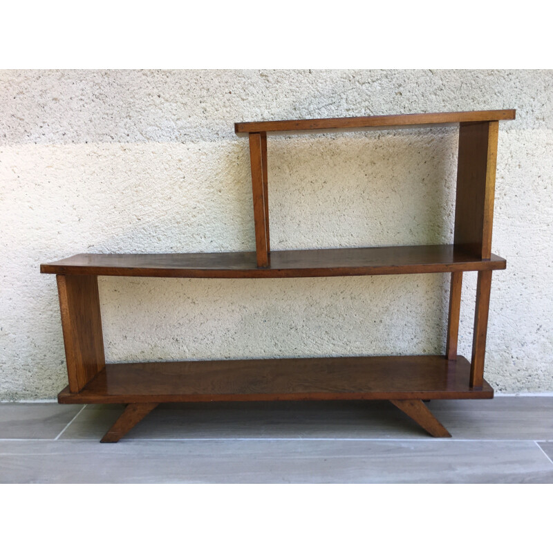 Vintage Geometric Oak Shelf 1950