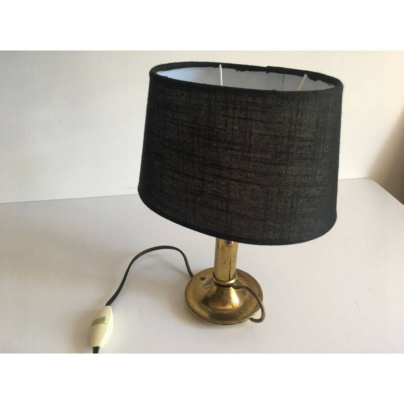 Petite lampe vintage Chic laitonet Tissu Noir