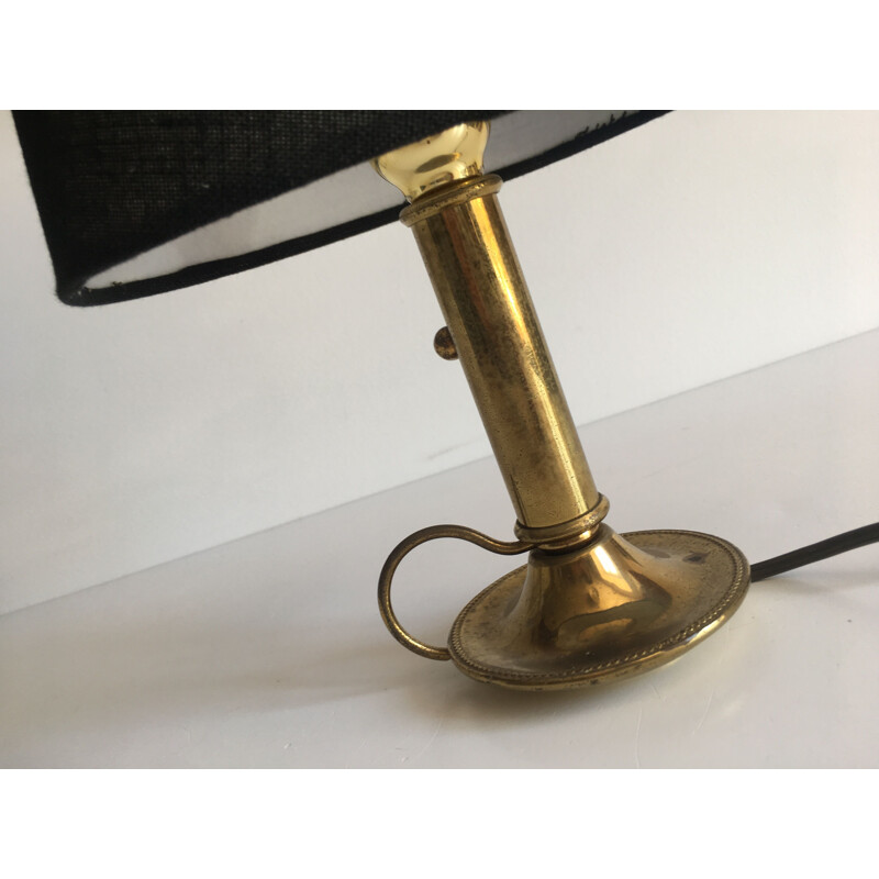 Small vintage lamp Chic Brass and black fabric lamp