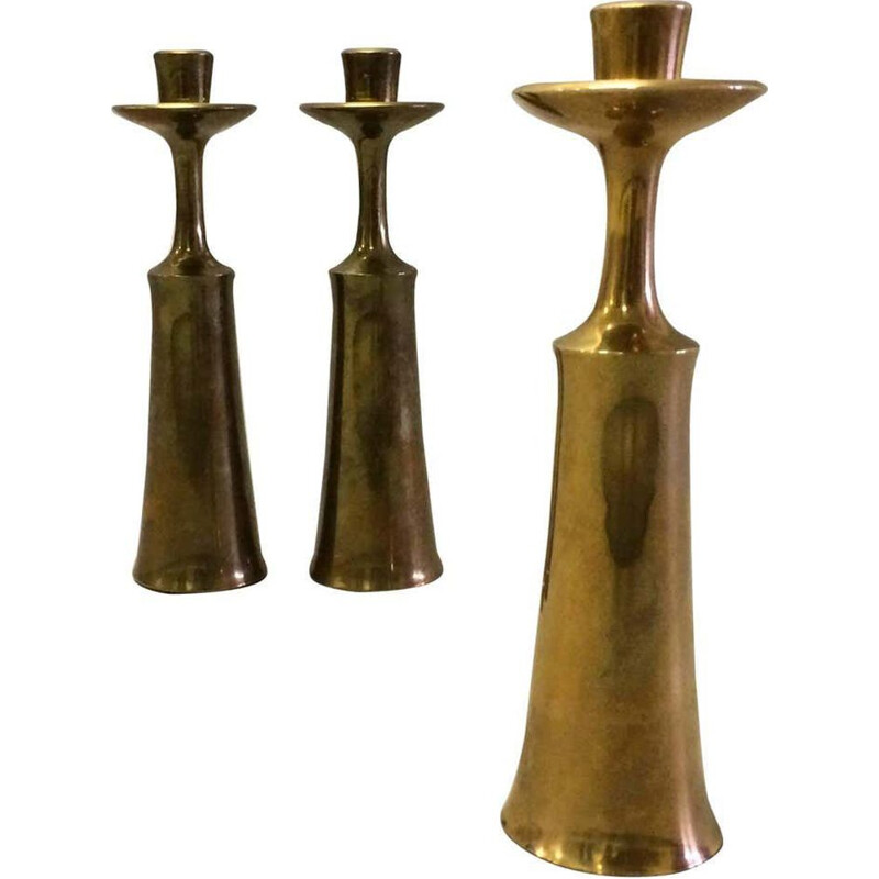 Ensemble de 3 bougeoirs vintage Vases i du designer danois Jens H. Quistgaard 1960