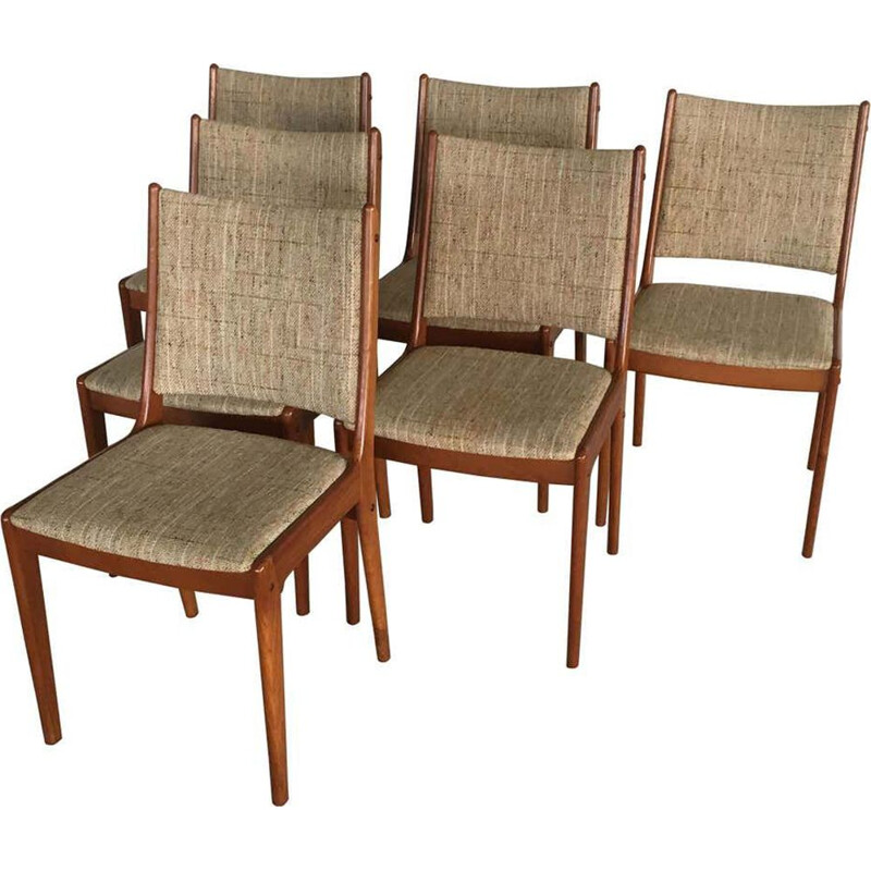 Set van 6 vintage teakhouten eetkamerstoelen van Johannes Andersen voor Uldum Møbler, Denemarken 1960