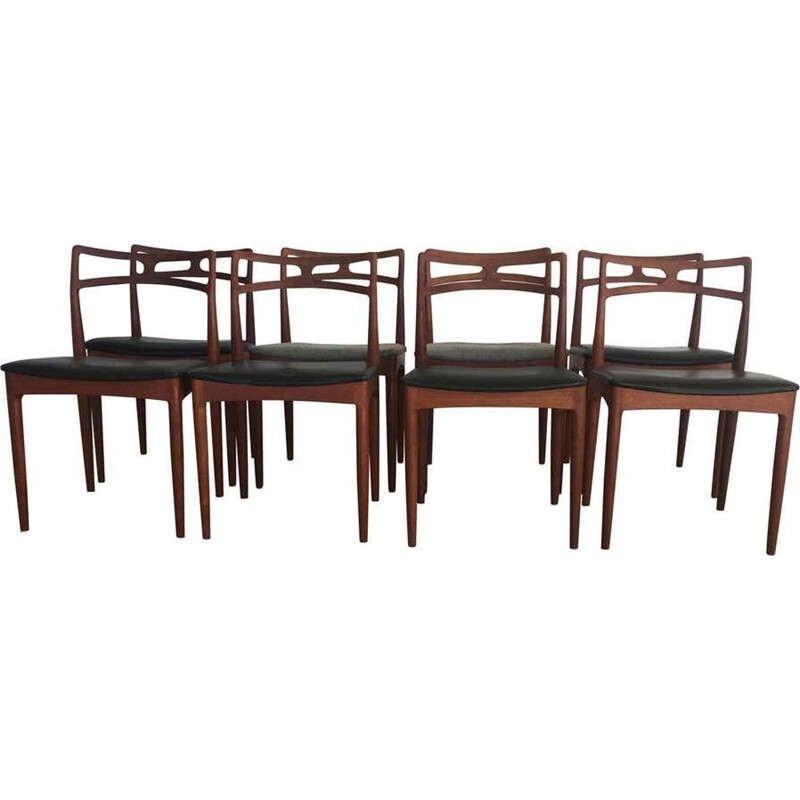 Ensemble de 8 chaises vintage en teck Johannes Andersen 1960