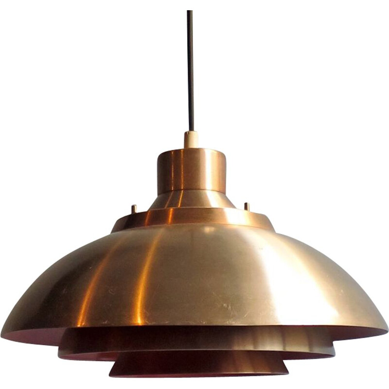 Vintage coppered pendant lamp scandinavian 1950