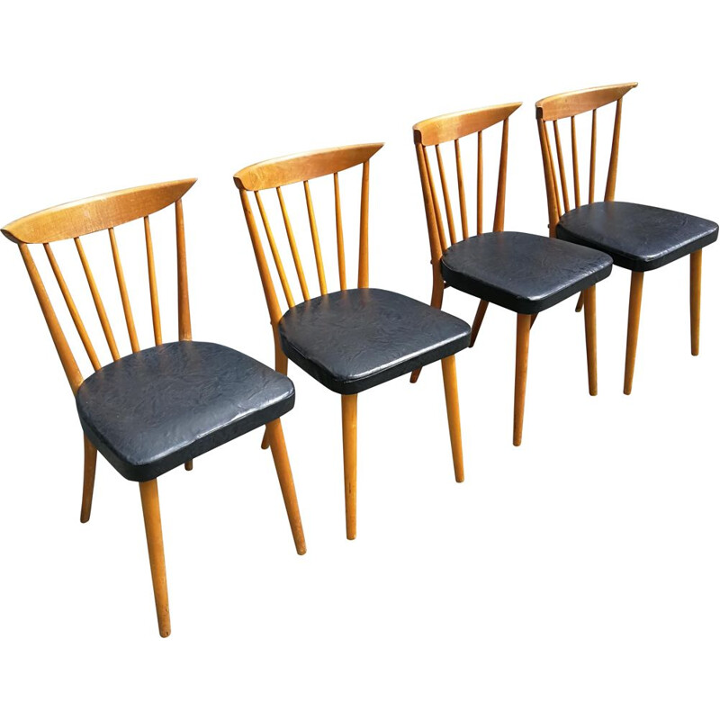 Set of 4 vintage chairs with bars 1950