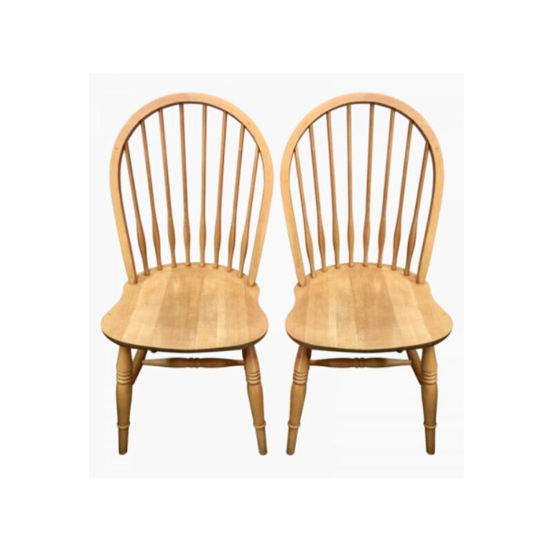 Paire de chaises vintage scandinave en hêtre