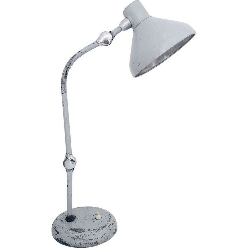 Vintage JUMO GS1 werkplaatslamp grijs of Industriële bureaulamp 1950