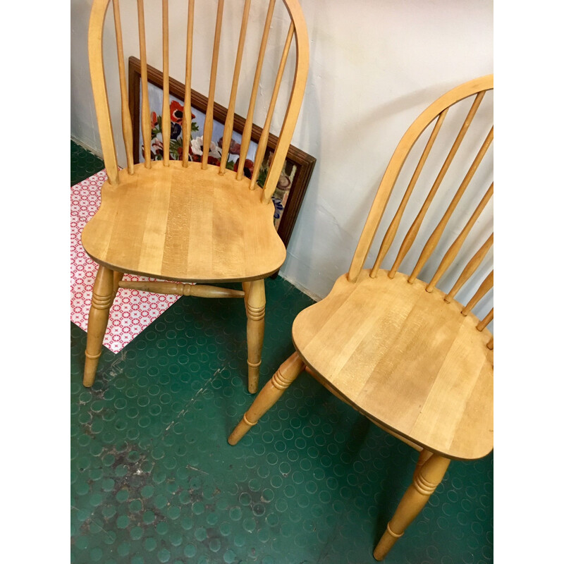 Paire de chaises vintage scandinave en hêtre