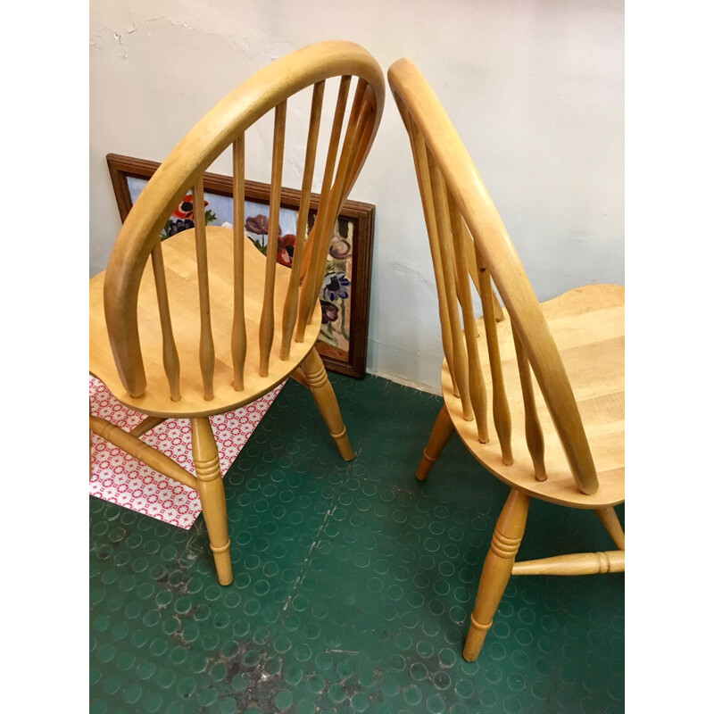 Paire de chaises vintage scandinave en hêtre