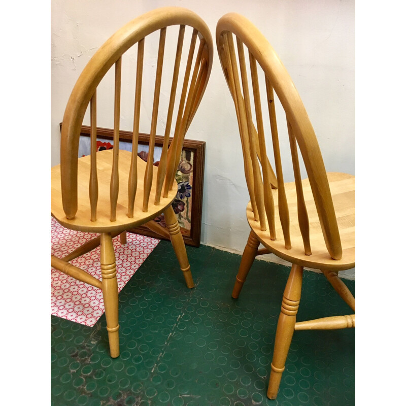 Paire de chaises vintage scandinave en hêtre