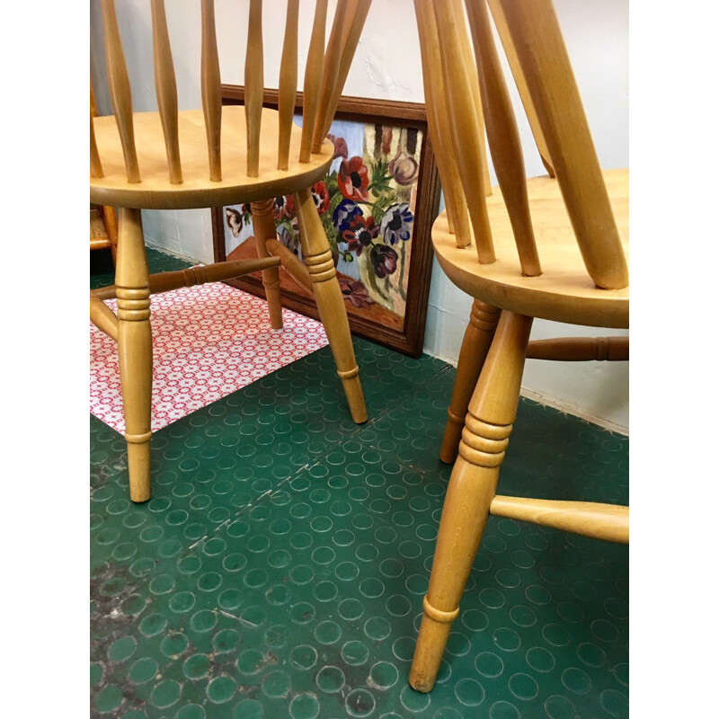 Paire de chaises vintage scandinave en hêtre