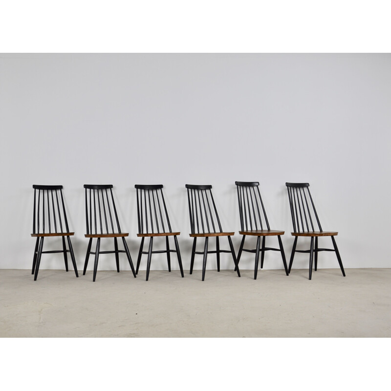 Set of 6 vintage swedish side back chairs 1960