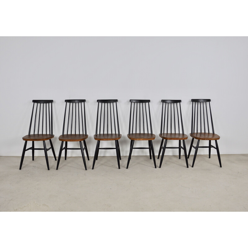 Set of 6 vintage swedish side back chairs 1960