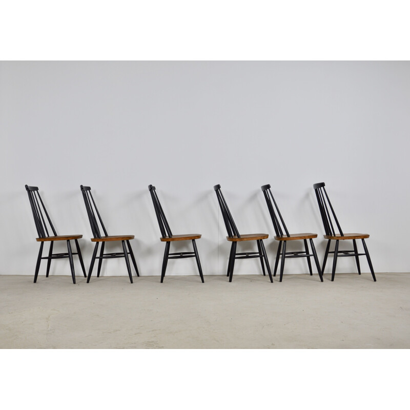 Set of 6 vintage swedish side back chairs 1960
