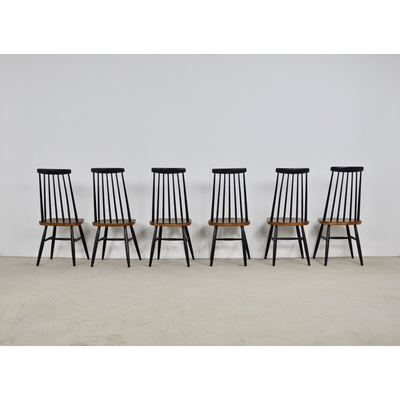 Set of 6 vintage swedish side back chairs 1960