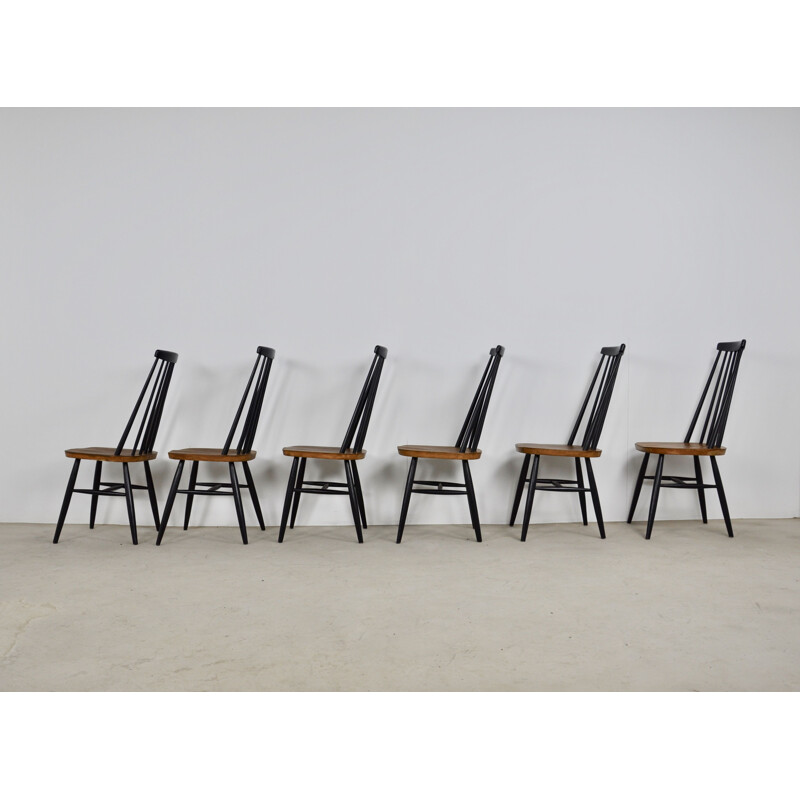 Set of 6 vintage swedish side back chairs 1960