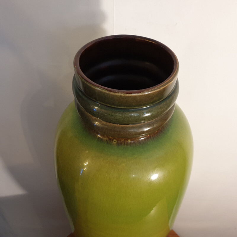 Vintage Huge Jasba Green and Yellow Vase 1960s