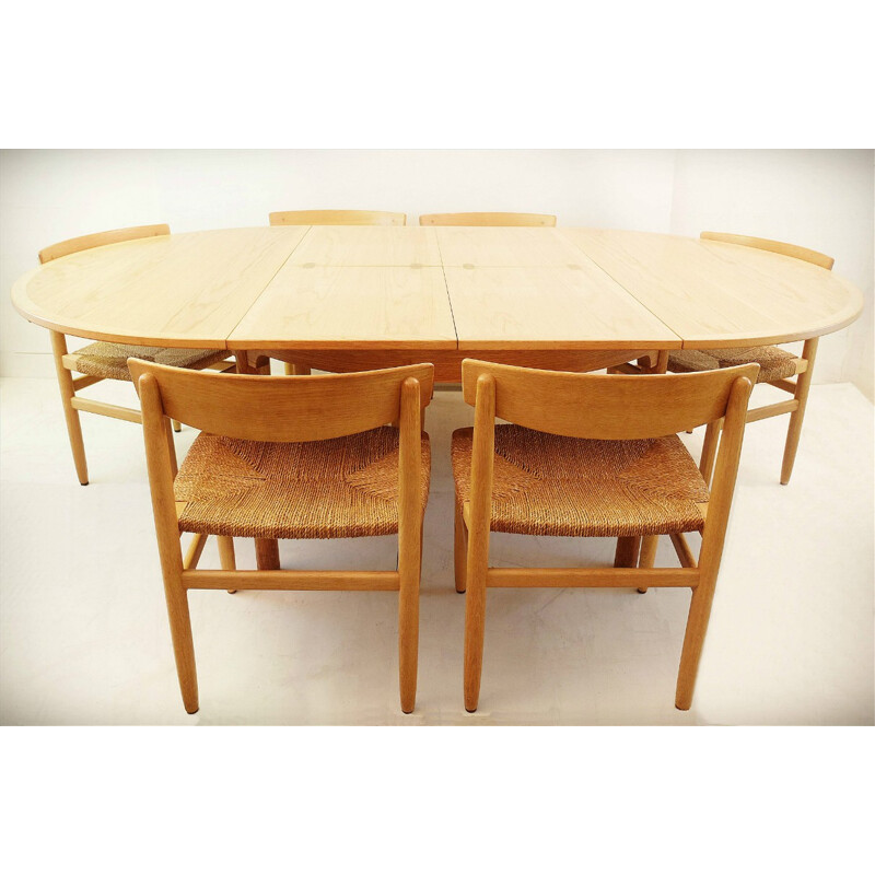 Set of 6 dining chairs with an extendable table, Borge MOGENSEN - 1950s