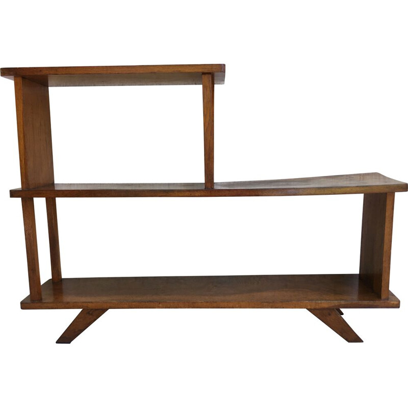 Vintage Geometric Oak Shelf 1950