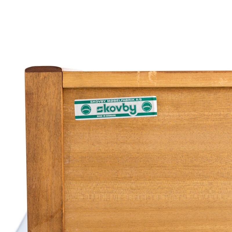 Vintage sideboard teak veneer 3 sliding doors for Skovby Mobelfabrik AS 1980s