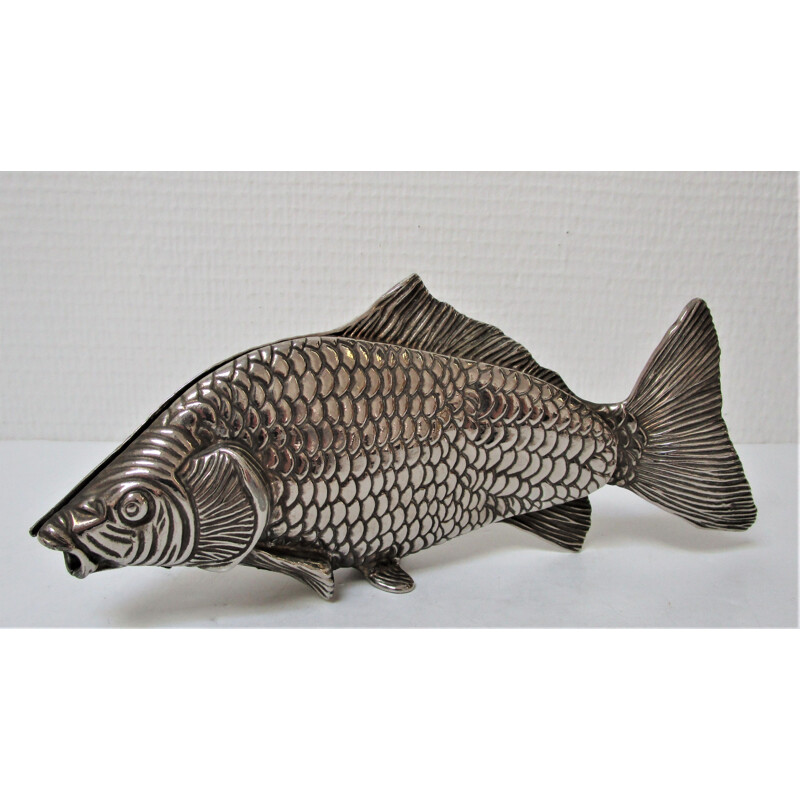 Vintage letter tray zoomorphic letter holder fish metal 1970