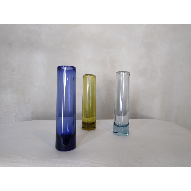 Set of 3 vintage vases by Lutken for Holmegaard, Denmark 1950s