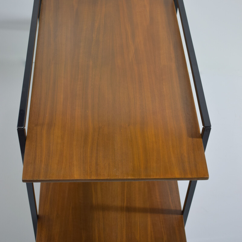 Vintage  sideboard or side table teak and black lacquered metal 1950s