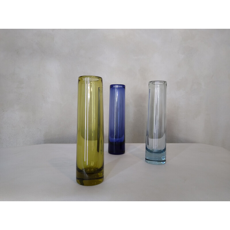 Set of 3 vintage vases by Lutken for Holmegaard, Denmark 1950s