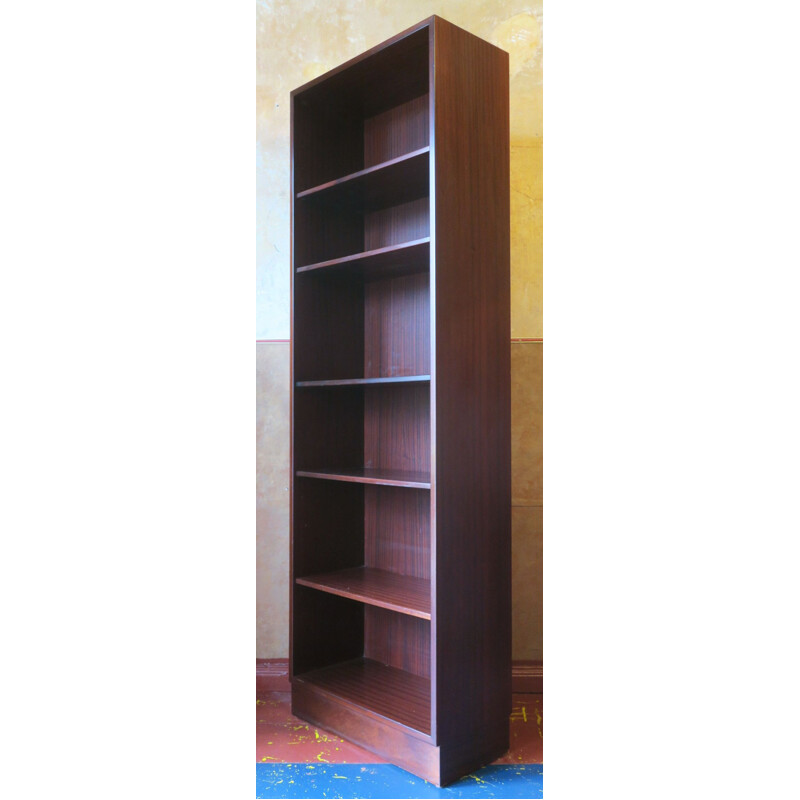 Vintage Wooden Narrow Bookcase by Poul Hundevad, Danish 1970