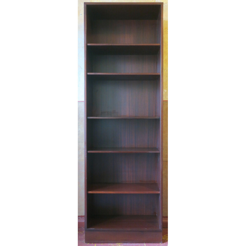 Vintage Wooden Narrow Bookcase by Poul Hundevad, Danish 1970