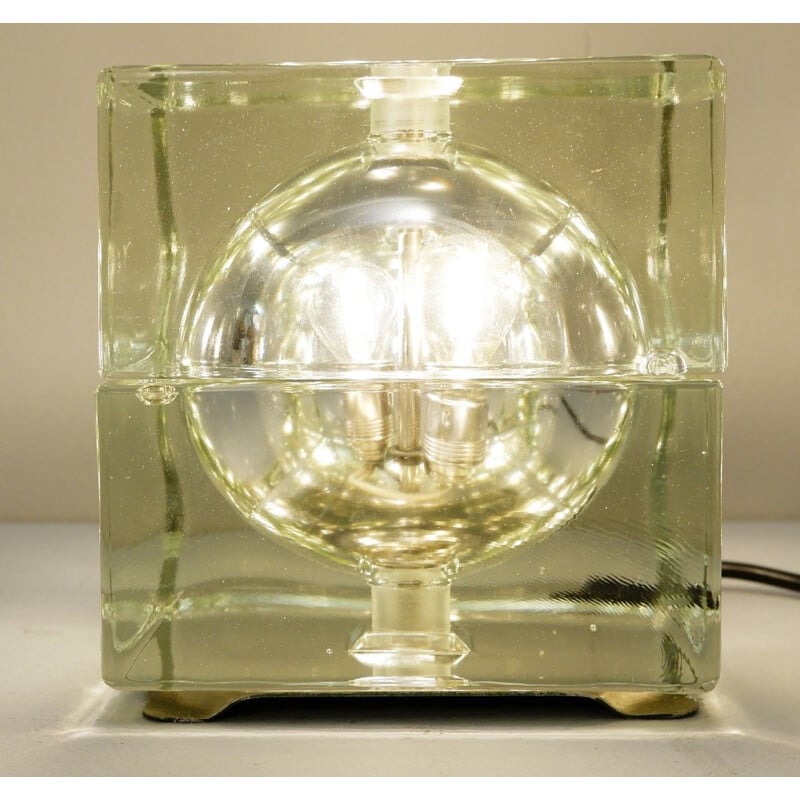 Paire de Lampe de Table vintage Verdâtre 'Cubosfera', Alessandro Mendini 1968