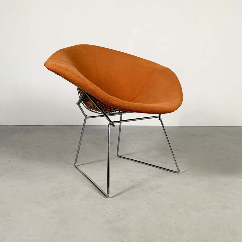 Vintage Orange Diamond Chair by Harry Bertoia for Knoll, 1970s