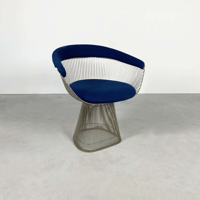 Vintage blue armchair by Warren Platner for Knoll, 1960s