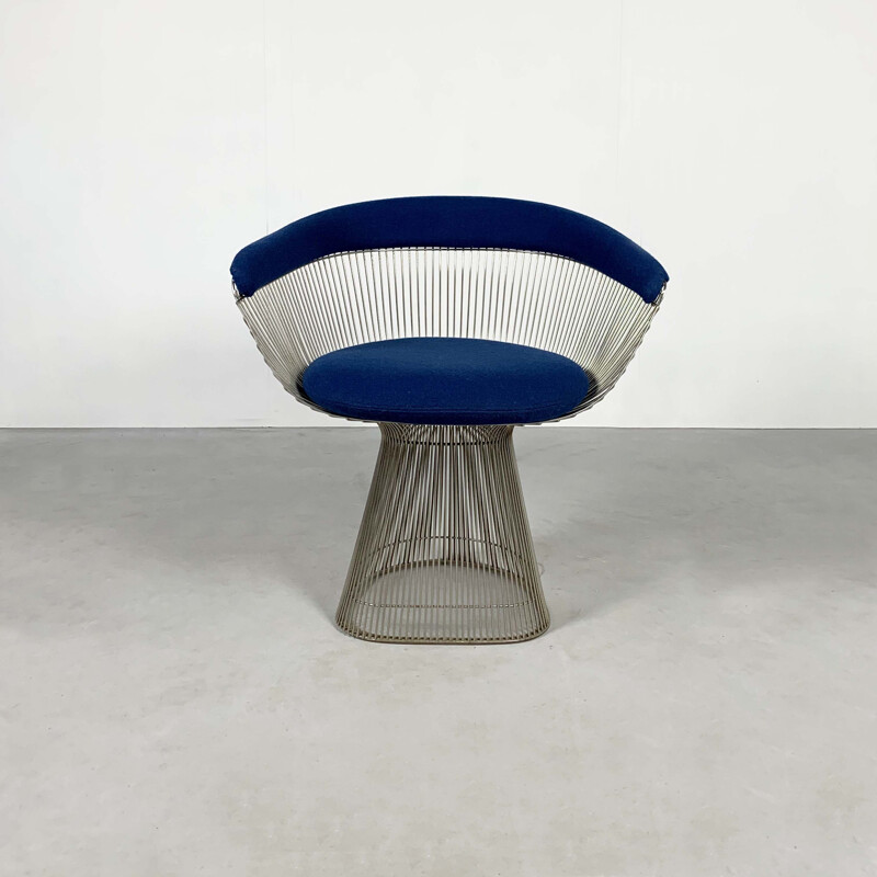 Vintage blue armchair by Warren Platner for Knoll, 1960s