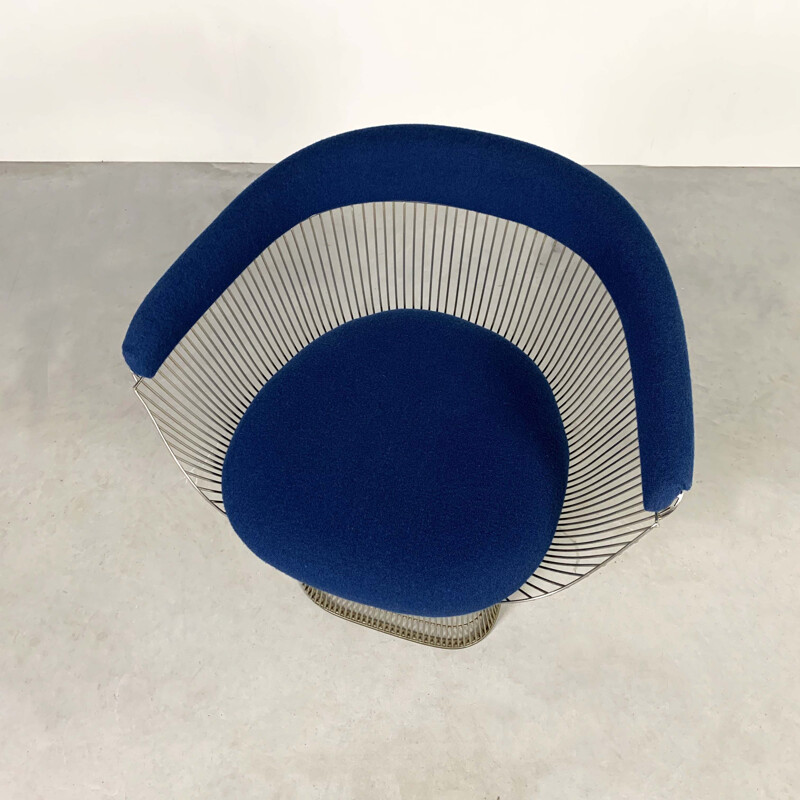 Vintage blue armchair by Warren Platner for Knoll, 1960s