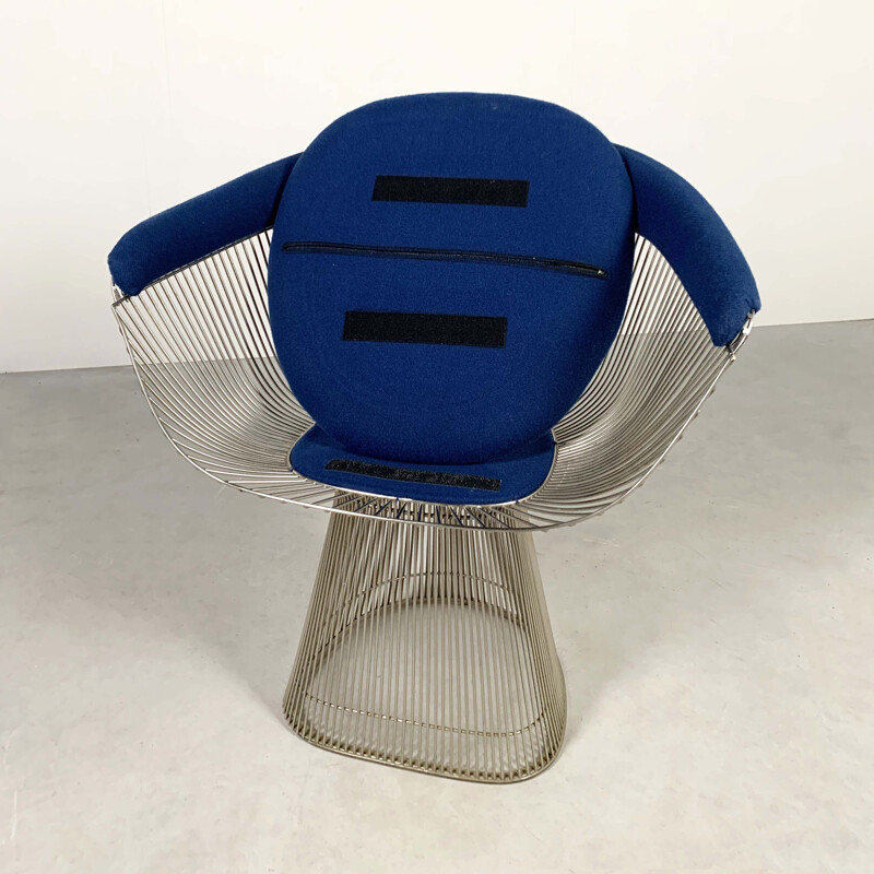 Vintage blue armchair by Warren Platner for Knoll, 1960s