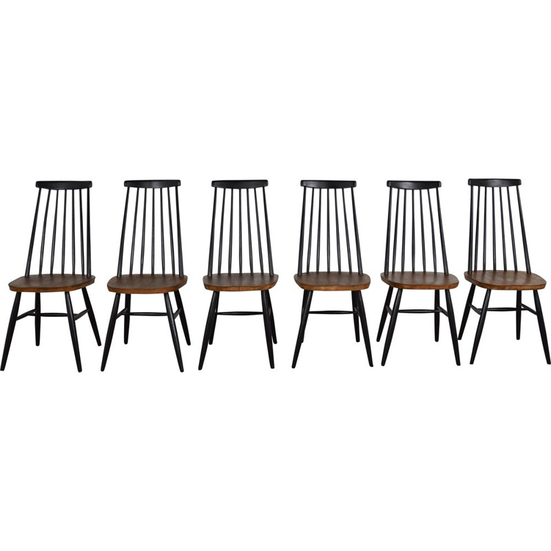 Set of 6 vintage swedish side back chairs 1960