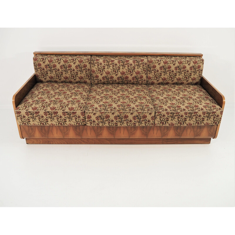 Vintage walnut Sofa Bed Art Deco 1960s