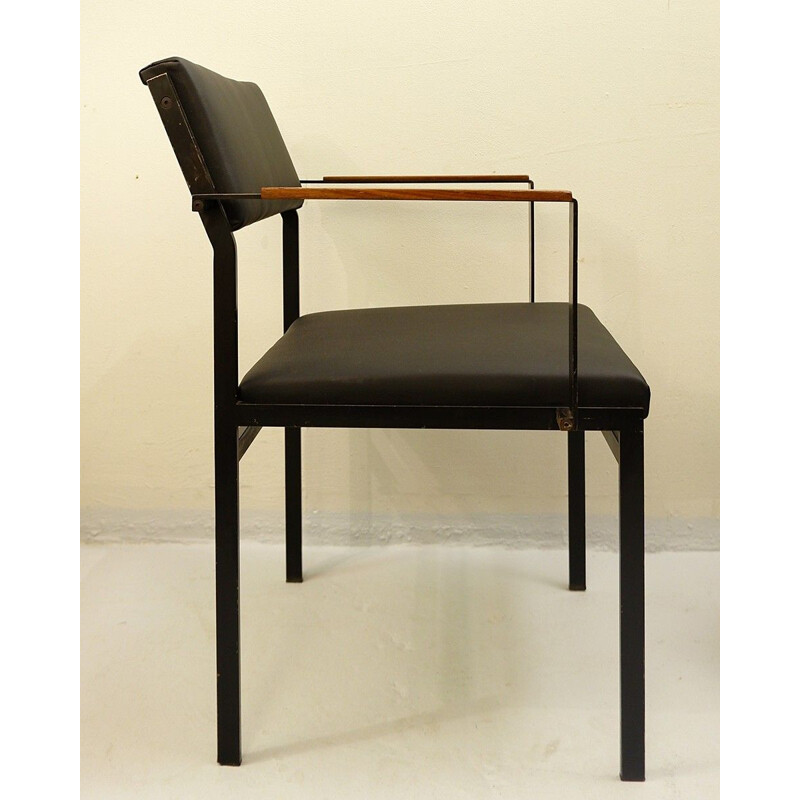 Pair of Vintage Chair FM17 Japanese faux leather by Cees Braakman for Pastoe, 1950