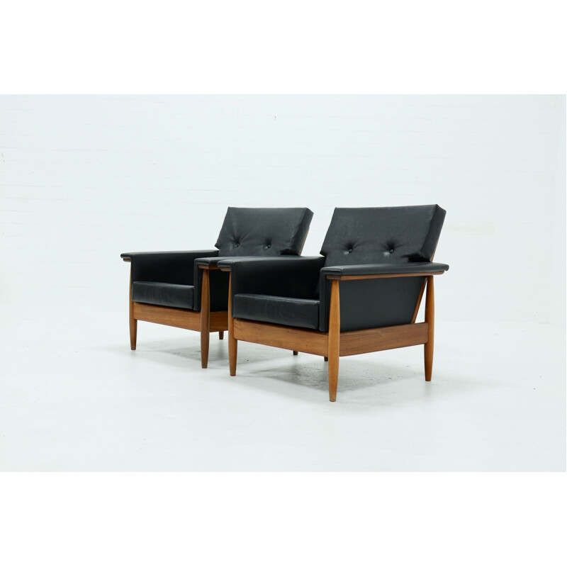 Pair of  Mid Century Scandinavian Teak Armchairs 1960s