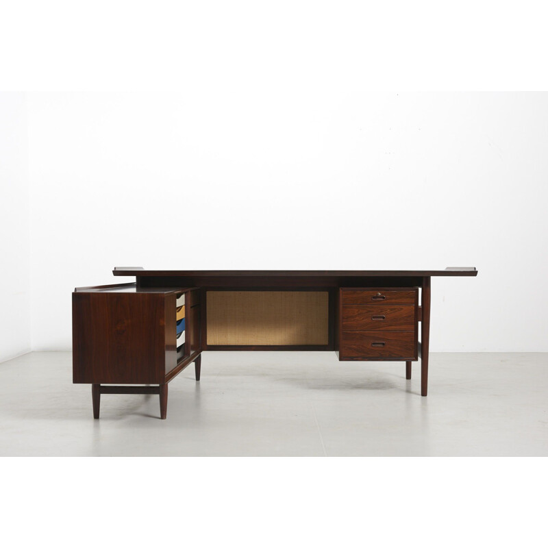 Vintage palisander desk with sideboard by Arne Vodder, Denmark 1950