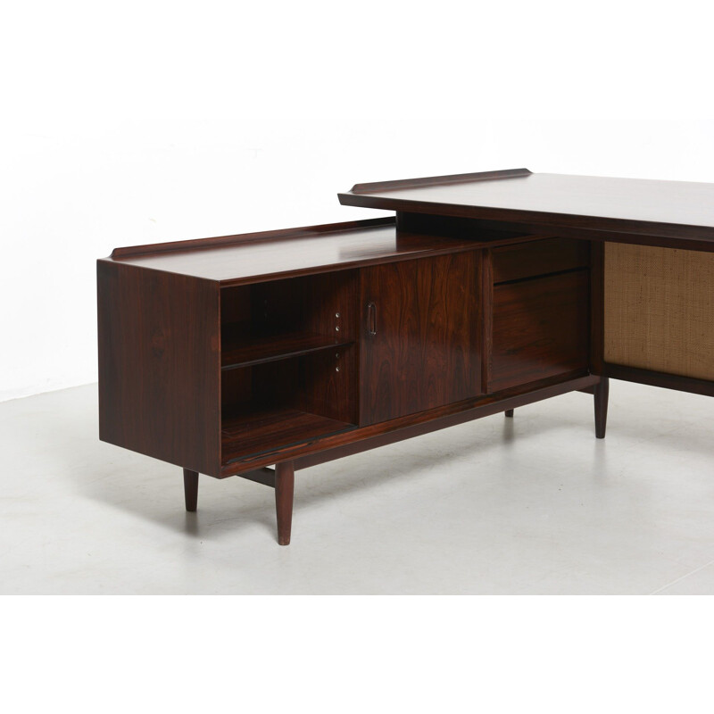 Vintage palisander desk with sideboard by Arne Vodder, Denmark 1950