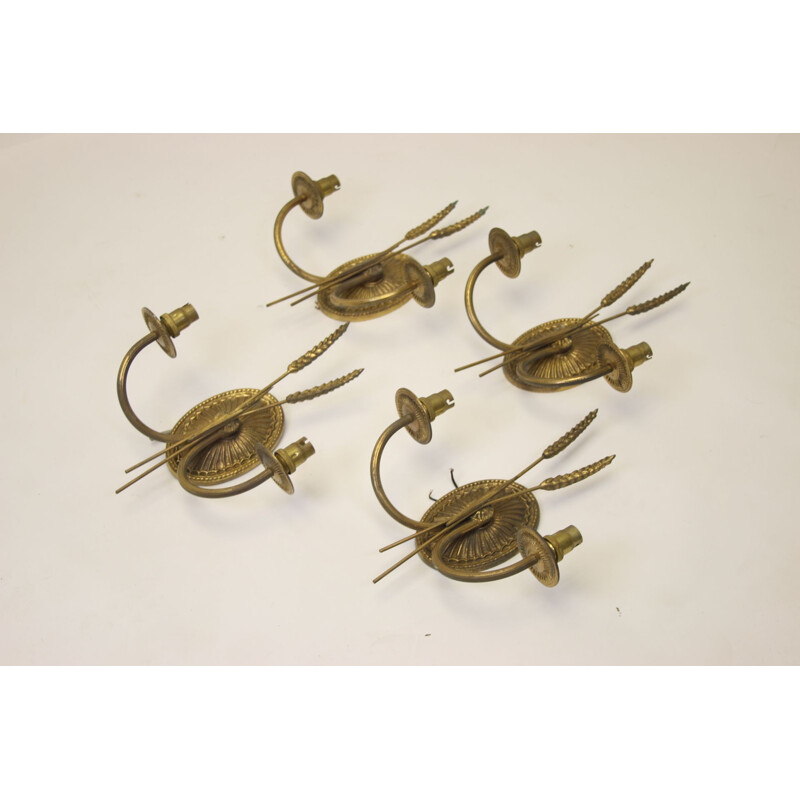Set of 4  Golden Wall lamps in the style of Maison Jansen France 1960